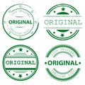 Four green original rubber seal stamp
